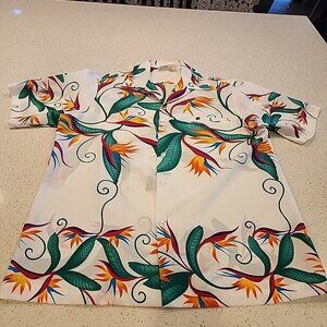 mens hilo hattie hawaiian shirt Large Tropical Button Front